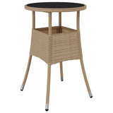 Vidaxl tuintafel ø60x75 cm gehard glas en poly rattan beige
