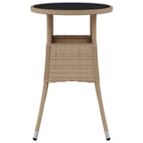 Vidaxl tuintafel ø60x75 cm gehard glas en poly rattan beige