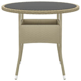 Vidaxl tuintafel ø80x75 cm gehard glas en poly rattan beige