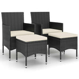 Vidaxl 4-delige tuinstoel- en voetenbankset rattan zwart