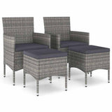 Vidaxl 4-delige tuinstoelen- en voetenbankenset poly rattan grijs