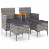 Vidaxl 4-delige tuinstoelen- en voetenbankenset poly rattan grijs