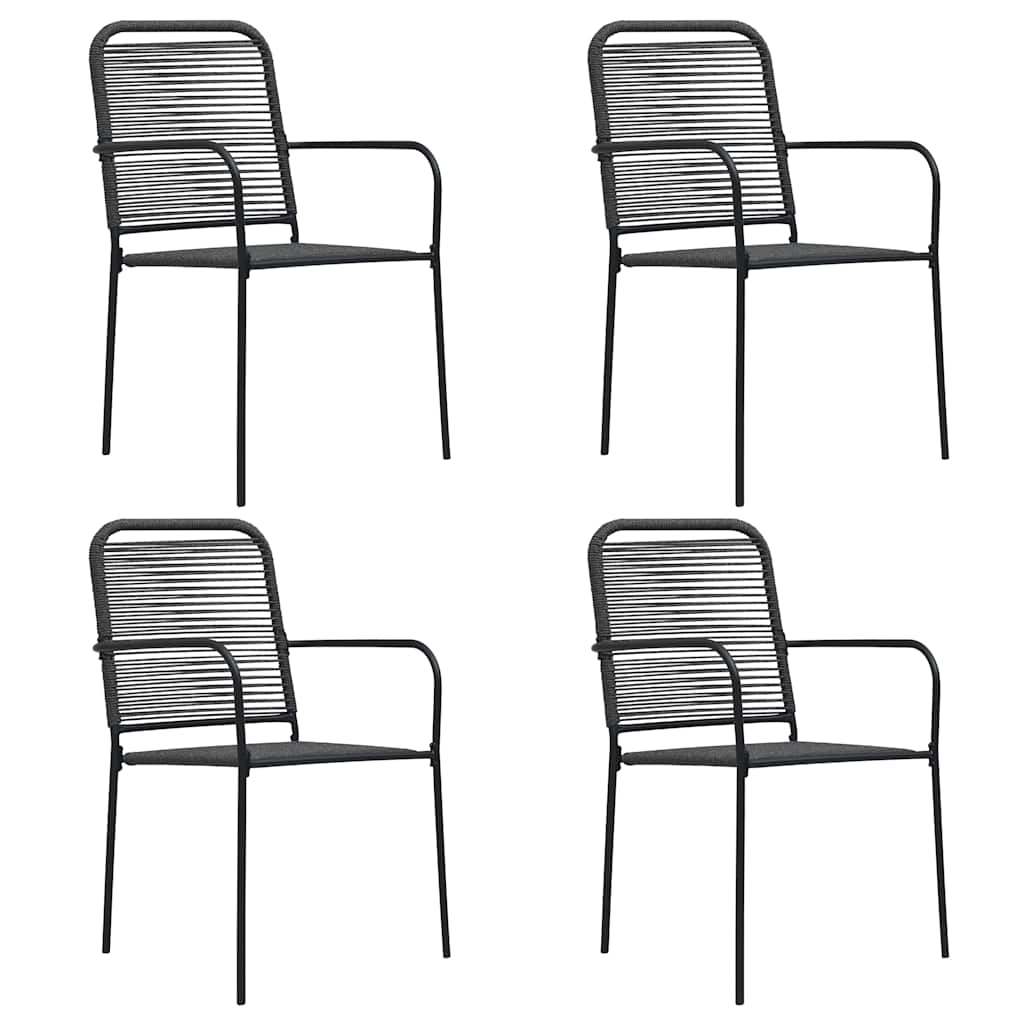 Vidaxl tuinstoelen 4 st katoenen touw en staal zwart