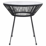 Vidaxl tuintafel ø70x74 cm rattan en glas zwart