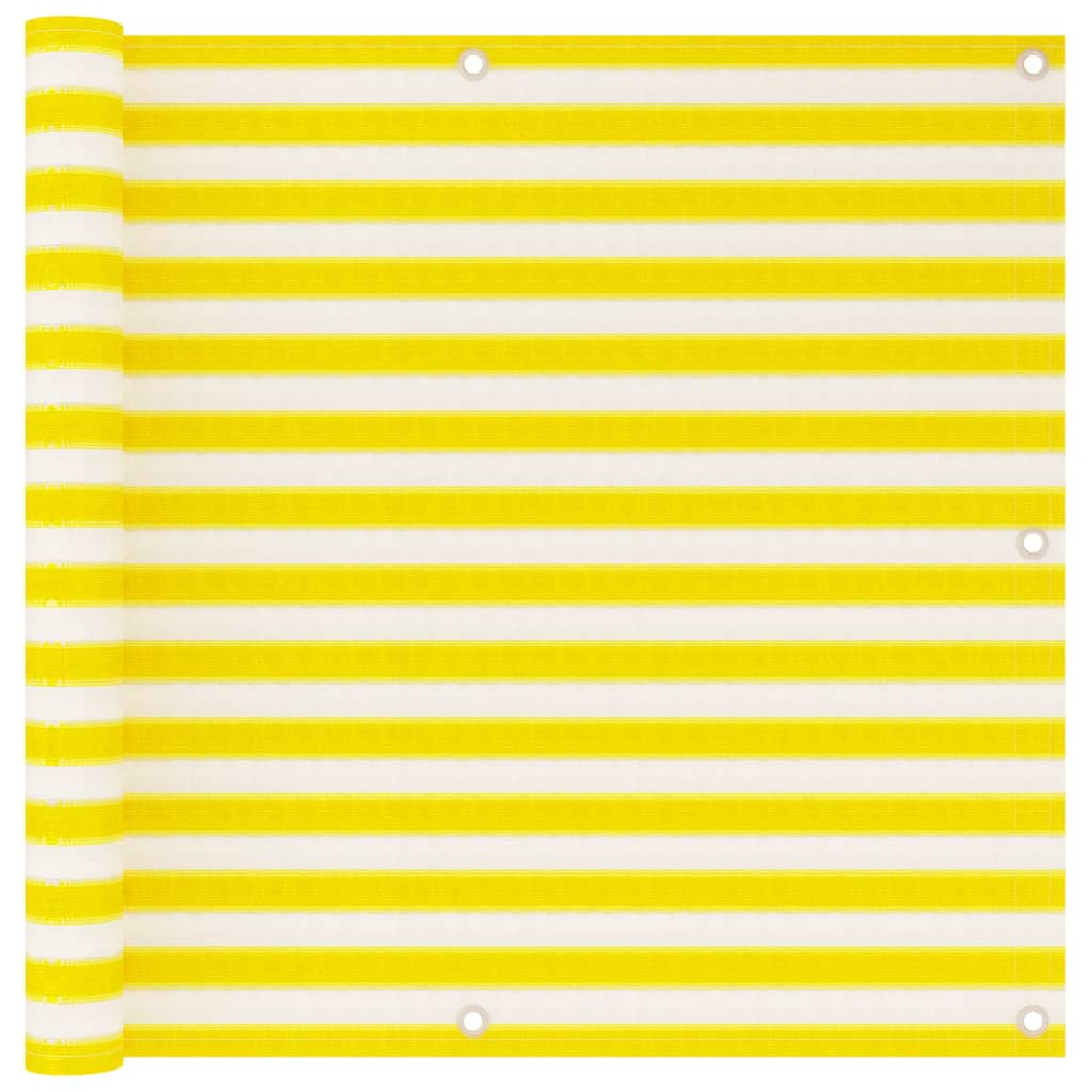 Écran de balcon Vidaxl 90x500 cm HDPE jaune et blanc