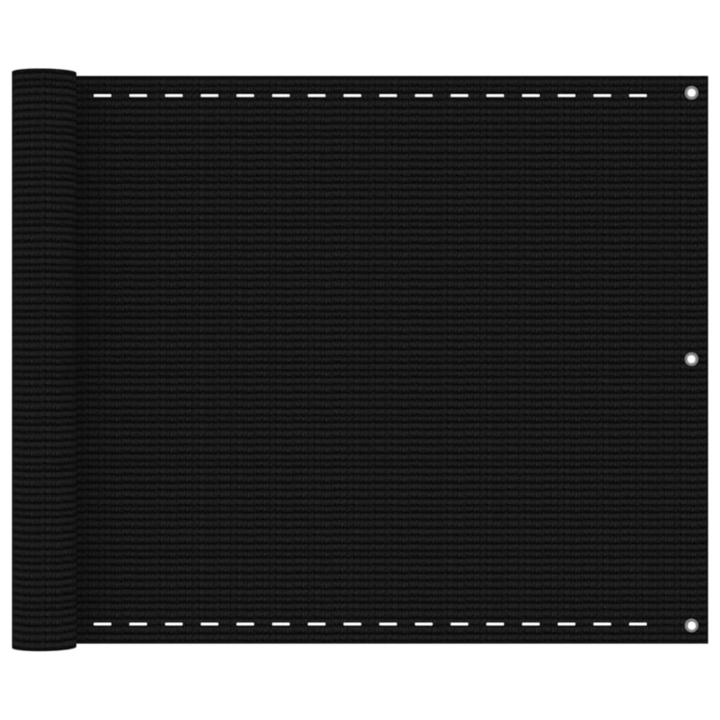 Écran de balcon Vidaxl 75x400 cm Black HDPE