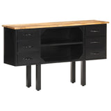 Vidaxl dressoir 110x30x65 cm massief ruw mangohout en staal