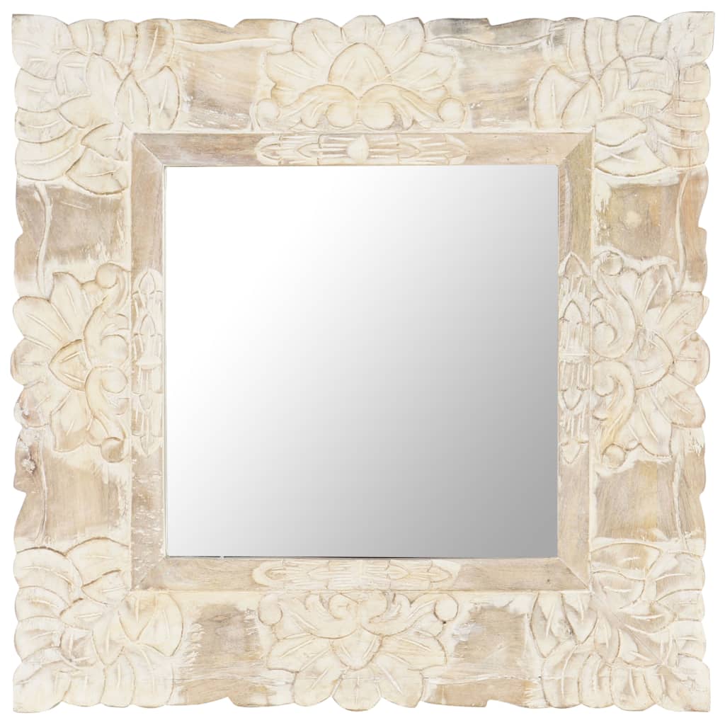 Vidaxl Mirror 50x50 cm de madera de mango sólida blanca