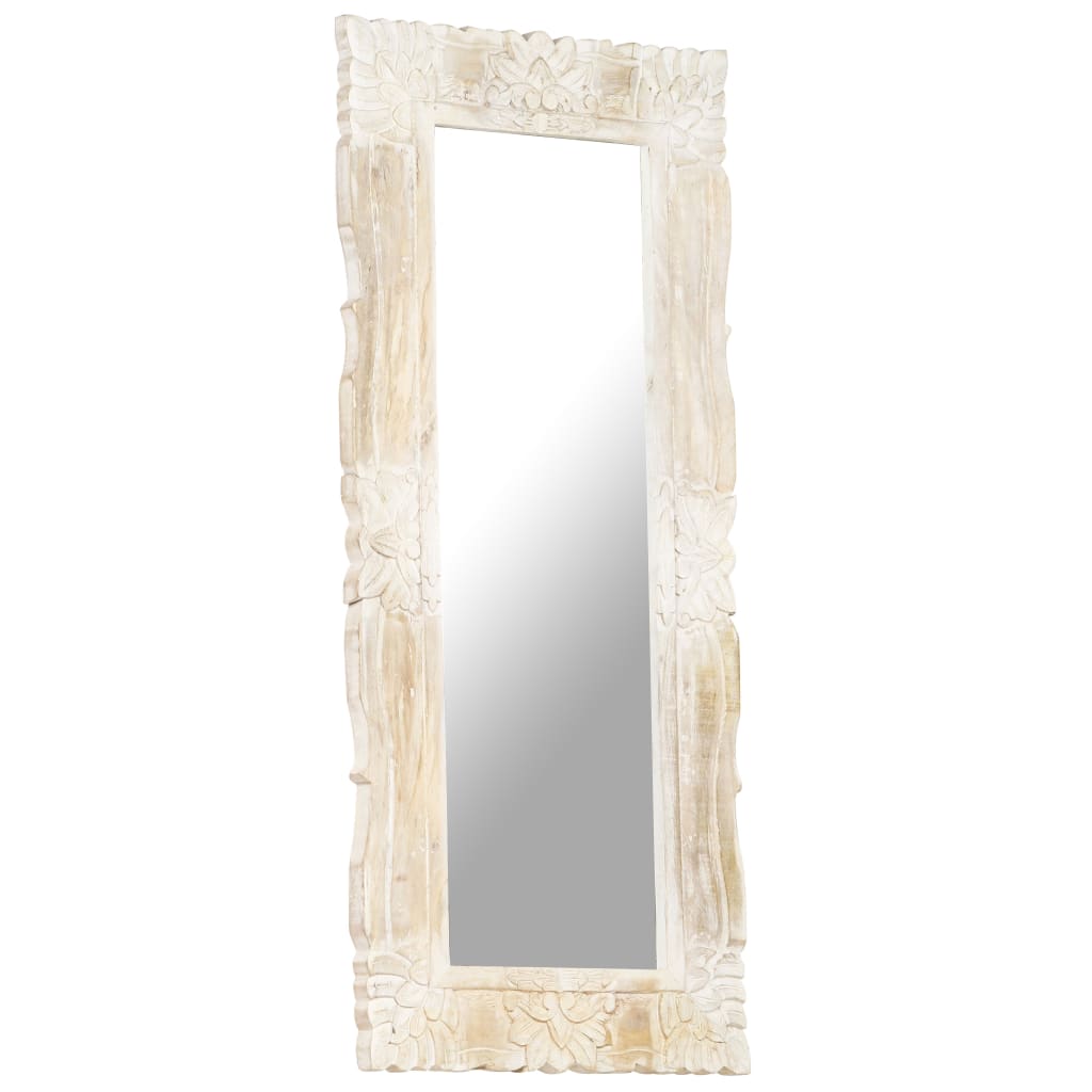 Miroir Vidaxl 110x50 cm Blanc de mangue solide