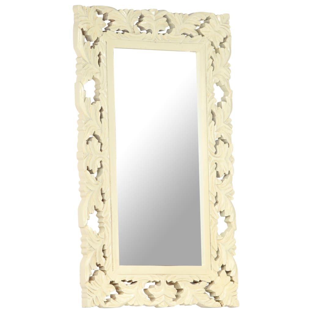 Vidaxl Mirror Hand -cort 80x50 cm de mangowood sólido blanco