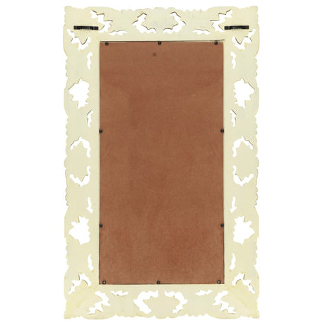 Vidaxl Mirror Hand -Schnitt 80x50 cm Festes Mangowood Weiß