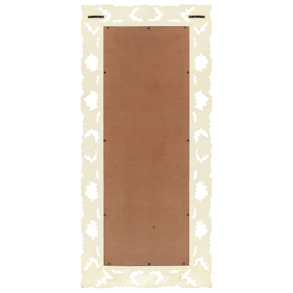 Vidaxx Spiegel handgeschnitzt 110x50 cm massives Mangoholz weiß
