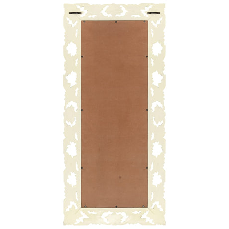Vidaxx Spiegel handgeschnitzt 110x50 cm massives Mangoholz weiß