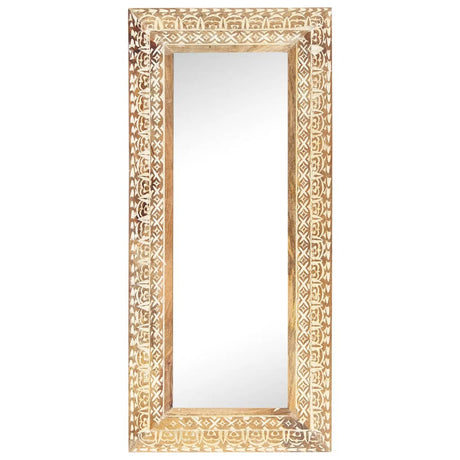 Vidaxx-Spiegel handgeschnitzt 110x50x2,6 cm aus massivem Mangoholz