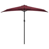 Vidaxl Balcón Parasol Medio polo de aluminio 270x144x222 cm Burdeos rojo