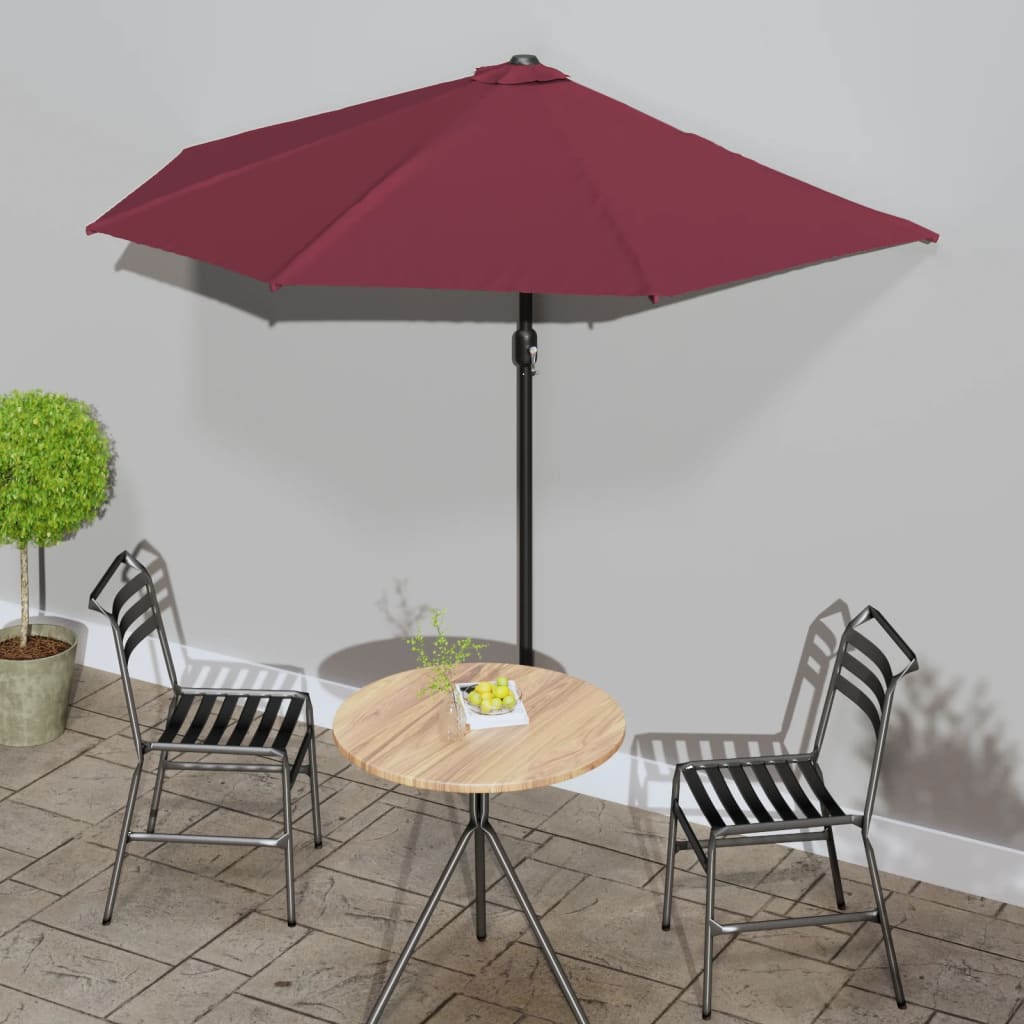 Vidaxl balkon parasol pół bieguna aluminium 270x144x222 cm Bordeaux Red