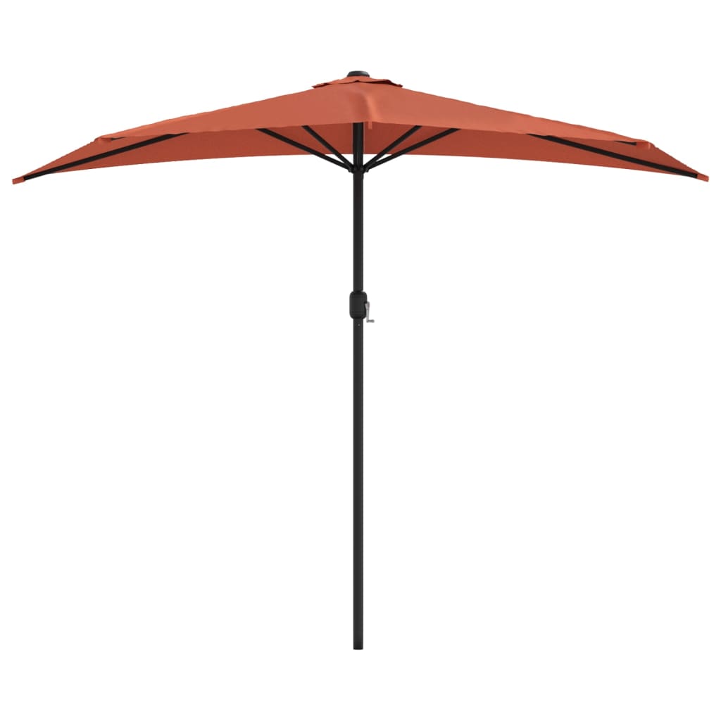 Vidaxl balcon parasol moitié avec un poteau en aluminium 270x144x222 cm en terre cuite