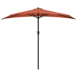 Vidaxl balcon parasol moitié avec un poteau en aluminium 270x144x222 cm en terre cuite