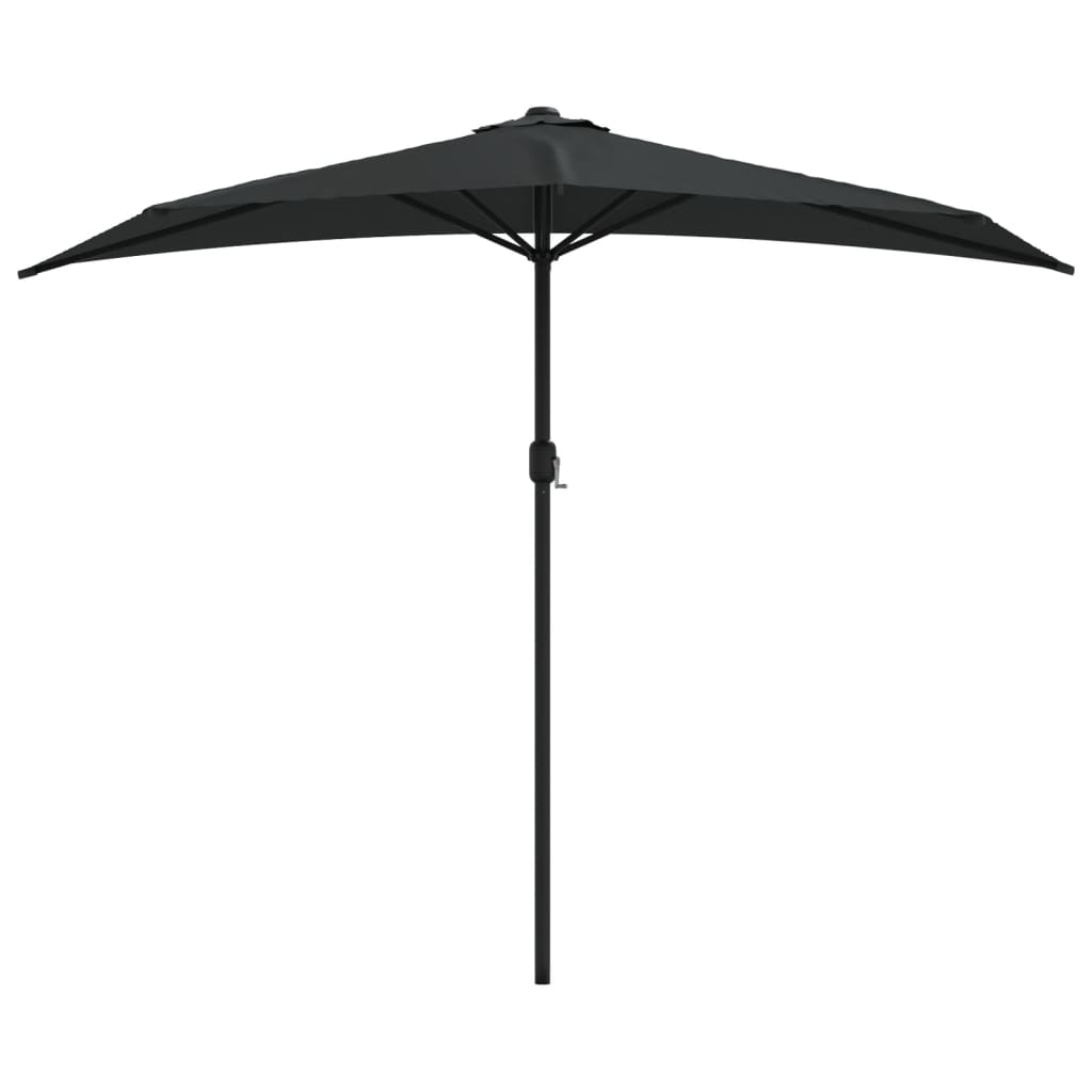 Vidaxl balkonparasol halvt med aluminiumstang 270x144x222 cm sort