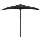 Vidaxl Balcony Parasol metà con polo in alluminio 270x144x222 cm nero