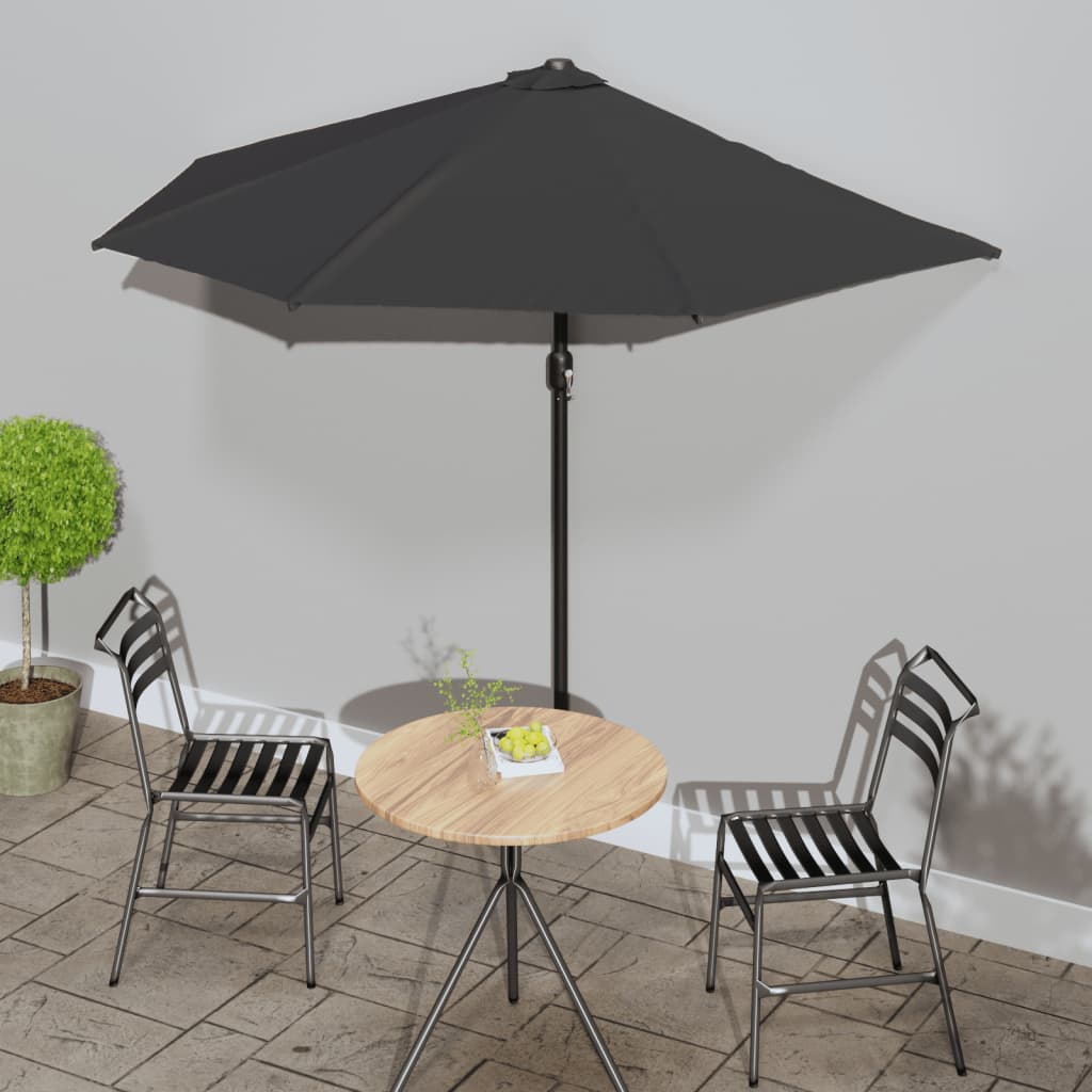 Vidaxl Balcony parasol half with aluminum pole 270x144x222 cm black