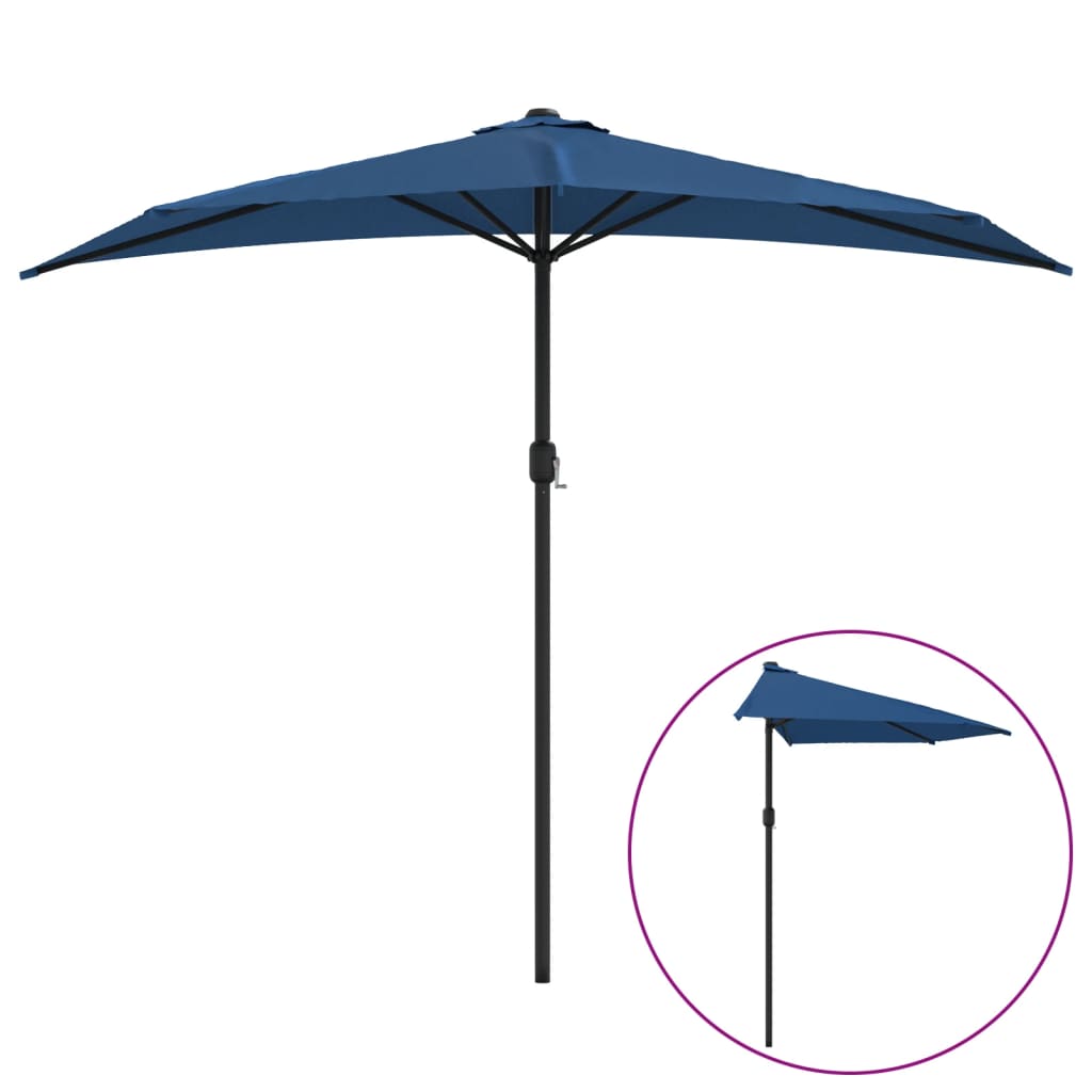 Vidaxl Balkon Parasol halb mit Aluminiumpol 270x144x222 cm Blau