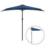 Vidaxl balkonski parasol polovica z aluminijastim drogom 270x144x222 cm modra