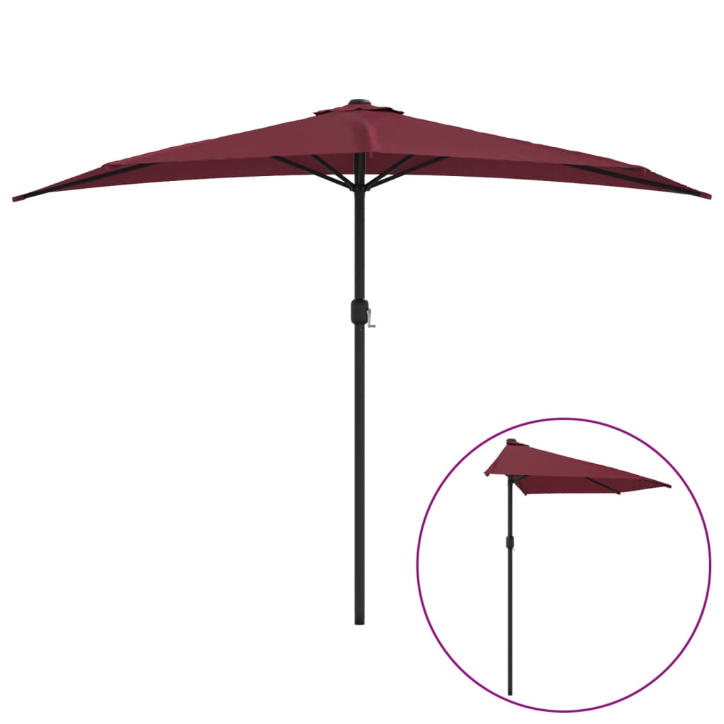 Vidaxl Balcony Parasol Medile Alluminio 300x155x223 cm Burgundy Red