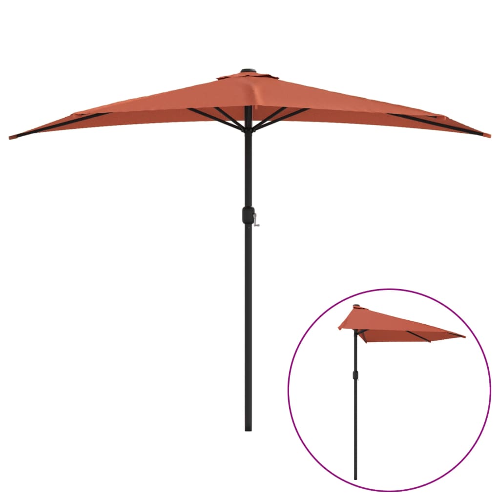 Vidaxl Balkon Parasol halb mit Aluminiumpol 300x155x223 cm Terrakotta