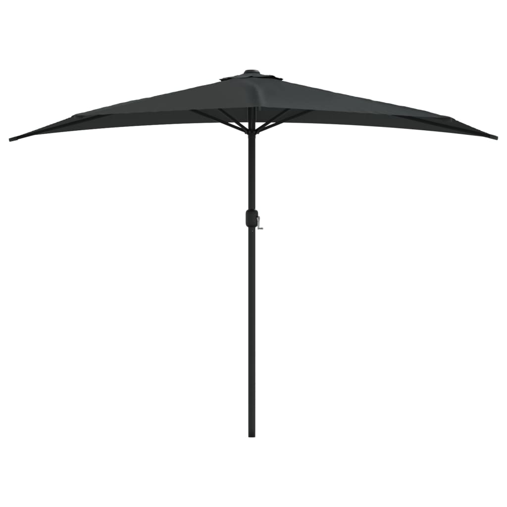 Vidaxl Balkon Parasol halb mit Aluminiumpol 300x155x223 cm Schwarz