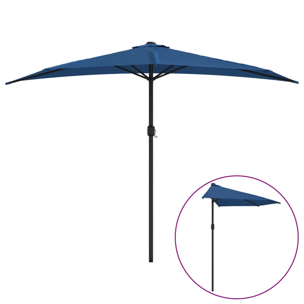 Vidaxl Balkon Parasol halb mit Aluminiumpol 300x155x223 cm Blau