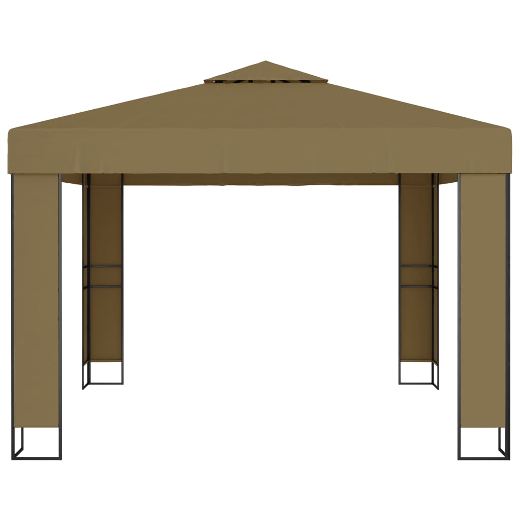 Vidaxl prieel met dubbel dak 180 g m² 3x3x2,7 m taupe