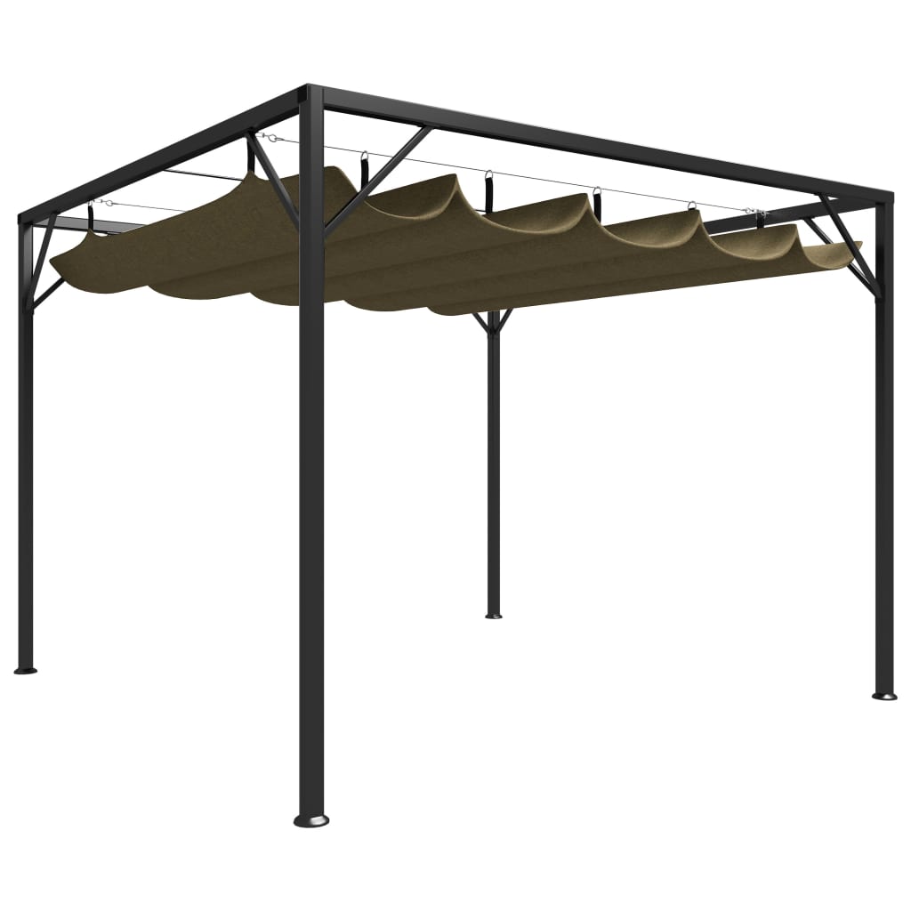 VidaXL Tuinprieel met uittrekbaar dak 180 g m² 3x3 m taupe