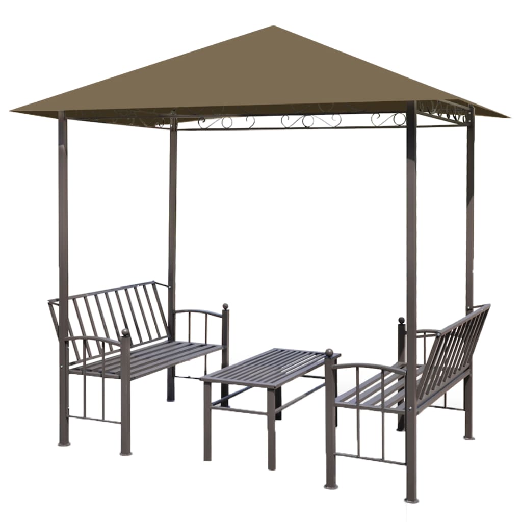 Vidaxl garden pavilion with table and benches 180 g m² 2.5x1.5x2.4 m taupe