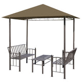 VidaXL Tuinpaviljoen met tafel en bankjes 180 g m² 2,5x1,5x2,4 m taupe