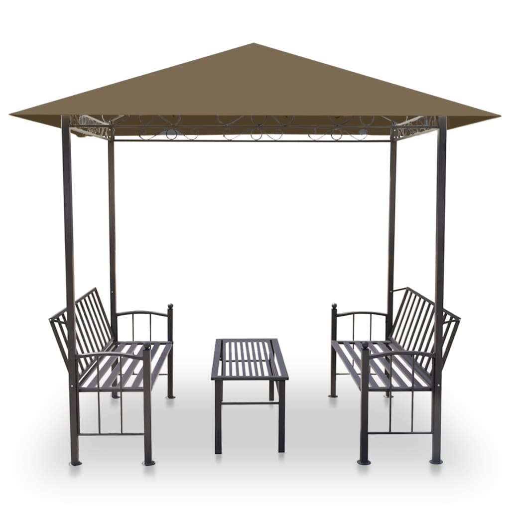 Vidaxl Garden Pavilion med bord og benker 180 g m² 2,5x1,5x2,4 m taupe