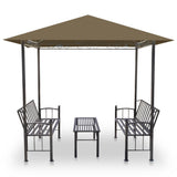 Vidaxl Garden Pavilion z stołem i ławkami 180 g m² 2,5x1,5x2,4 m Taupe