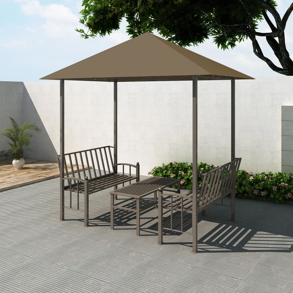 Vidaxl Garden Paviljon z mizo in klopi 180 g m² 2,5x1,5x2,4 m taupe