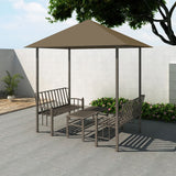 Vidaxl Garden Pavilion med bord och bänkar 180 g m² 2,5x1,5x2,4 m taupe