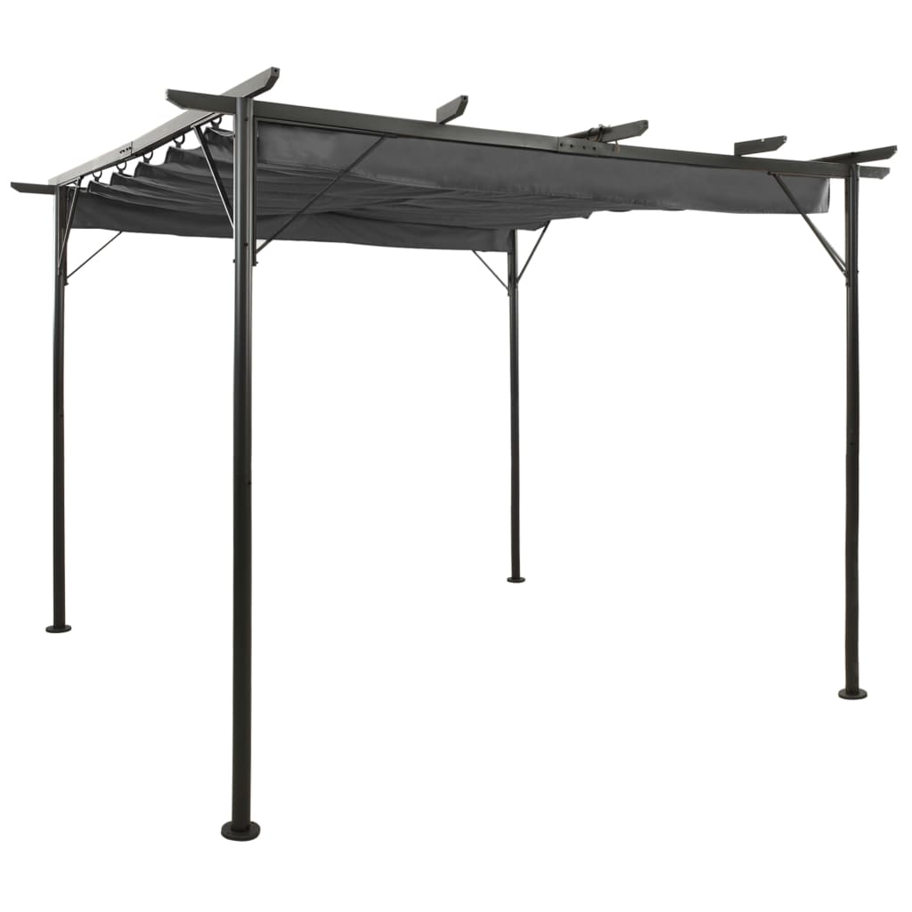 Vidaxl Pérgola con techo extensible 180 g m² 3x3 m Color de antracita de acero