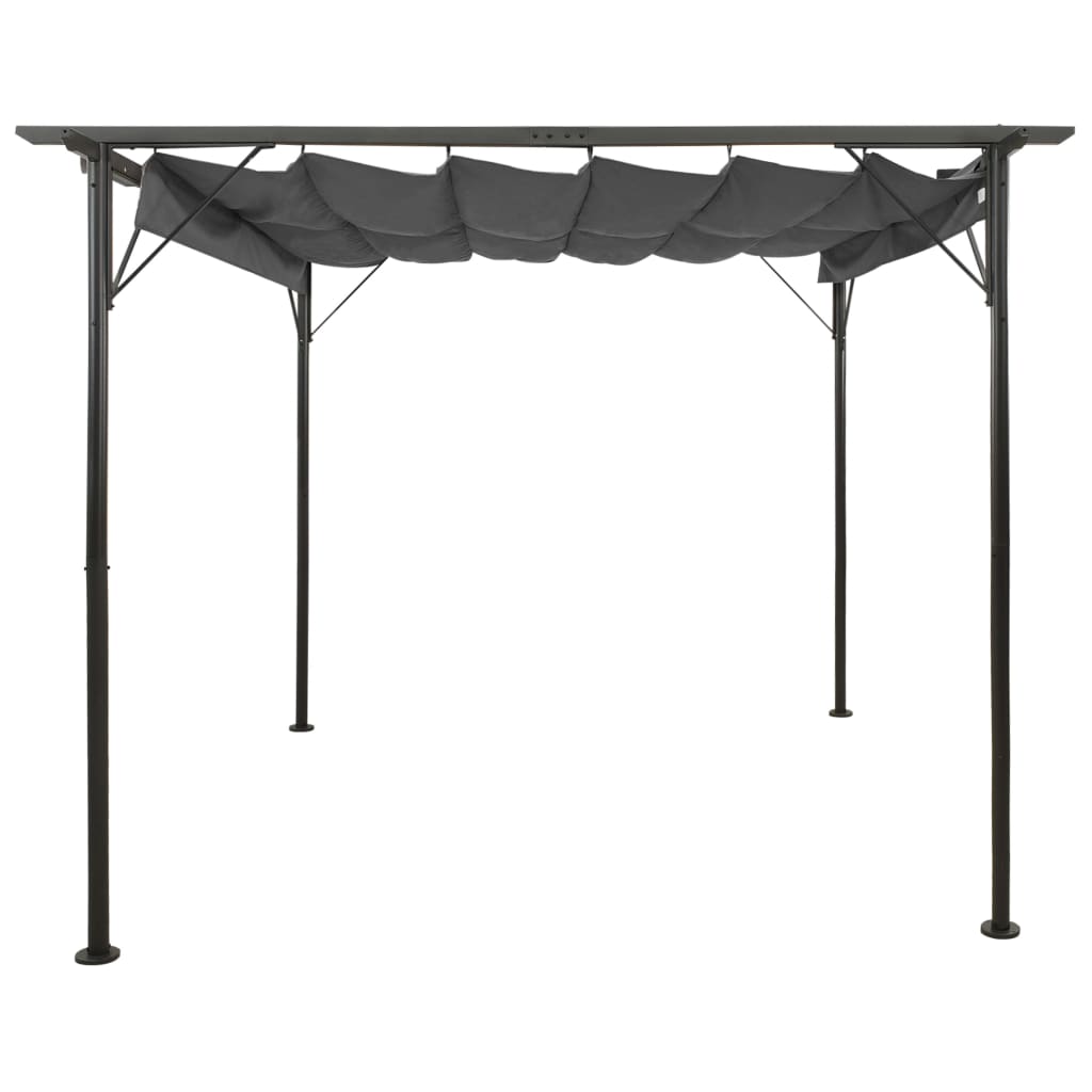 Vidaxl pergola z iztegnjeno streho 180 g m² 3x3 m jeklena antracitna barva