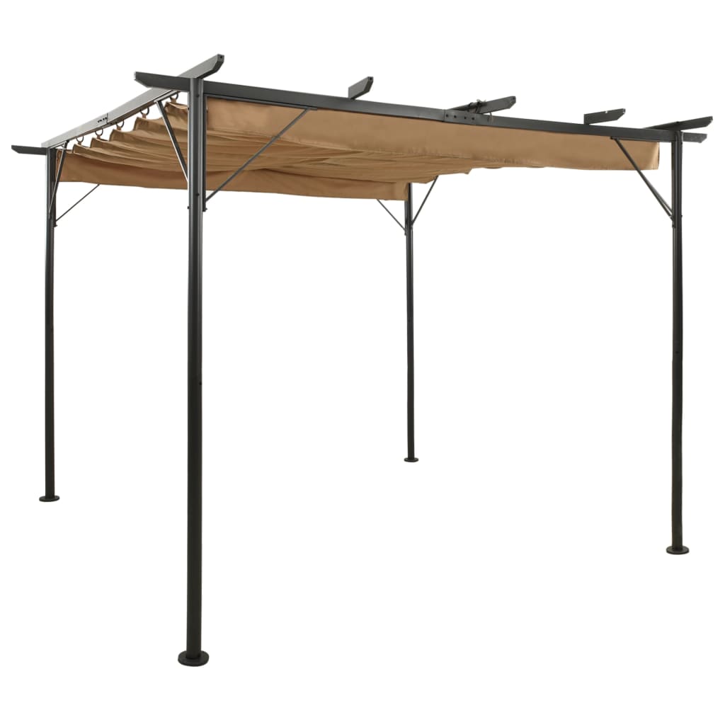 Vidaxl Pergola s prodloužitelnou střechou 180 g m² 3x3 m ocel taupe