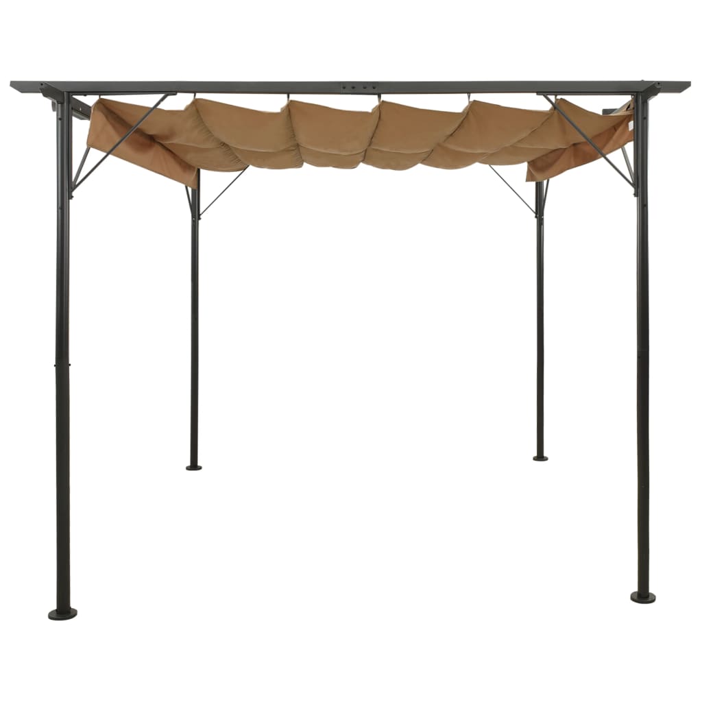 VidaXL Pergola met uittrekbaar dak 180 g m² 3x3 m staal taupe