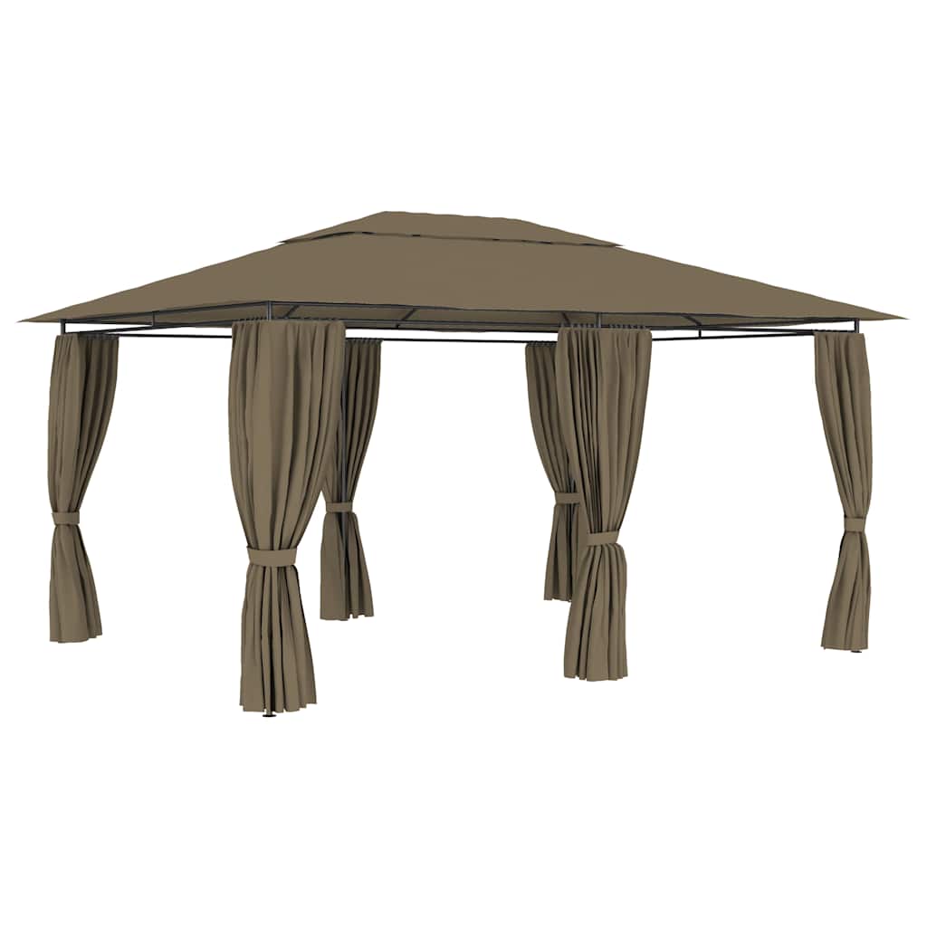 Vidaxxl Gartenpavillon mit Vorhängen 180 g m² 4x3 m Taupe