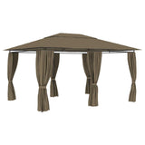 Vidaxxl Gartenpavillon mit Vorhängen 180 g m² 4x3 m Taupe