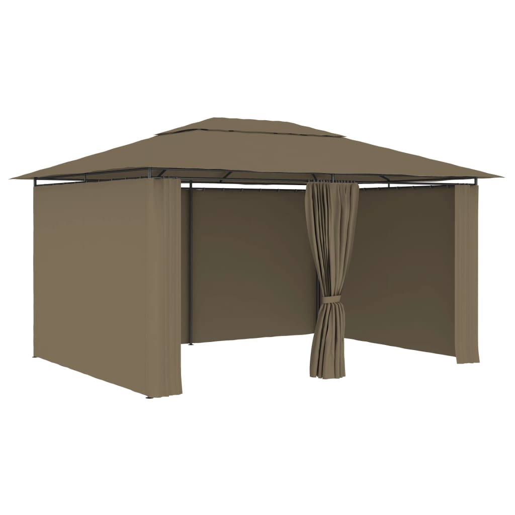 Pabellón de jardín Vidaxl con cortinas 180 g m² 4x3 m taupe