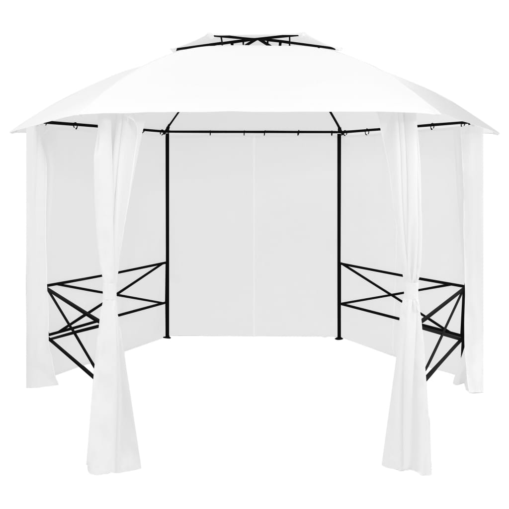 Vidaxl garden pavilion with curtains 180 g m² 360x312x265 cm white