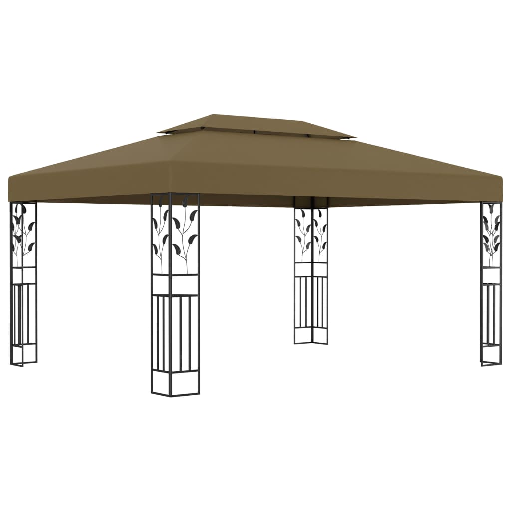 Vidaxl Arbor s dvojitou střechou 180 g m² 3x4 m taupe