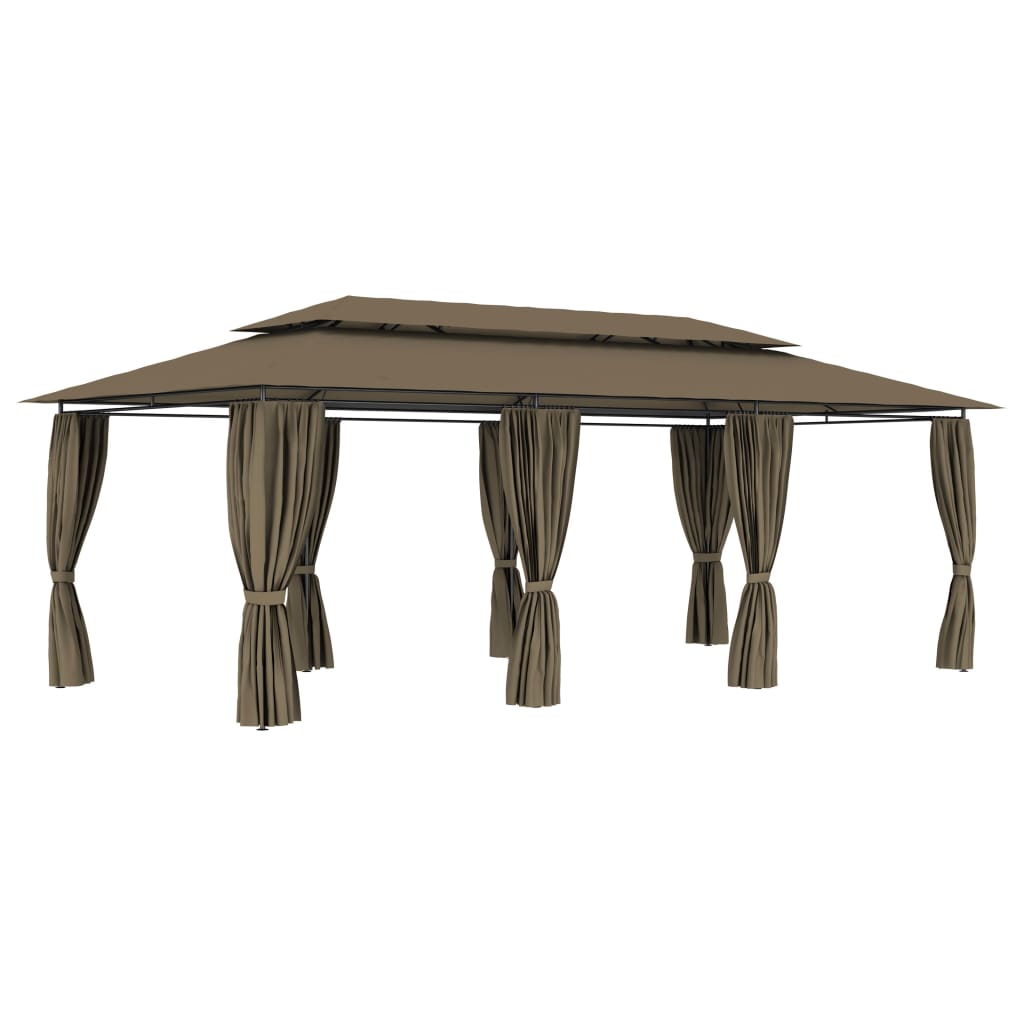 Arbor Vidaxl con cortinas 180 g m² 600x298x270 cm Taupe