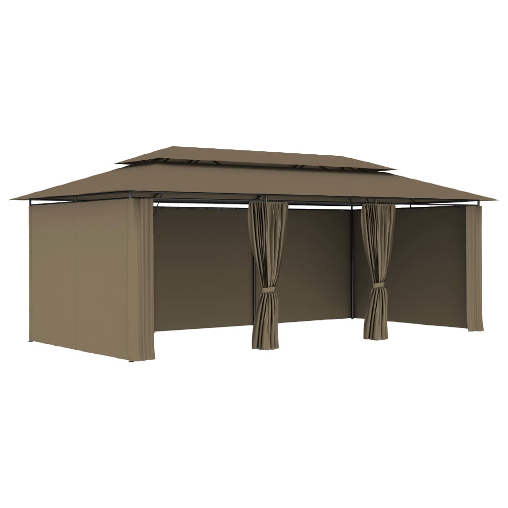 Arbor Vidaxl con cortinas 180 g m² 600x298x270 cm Taupe